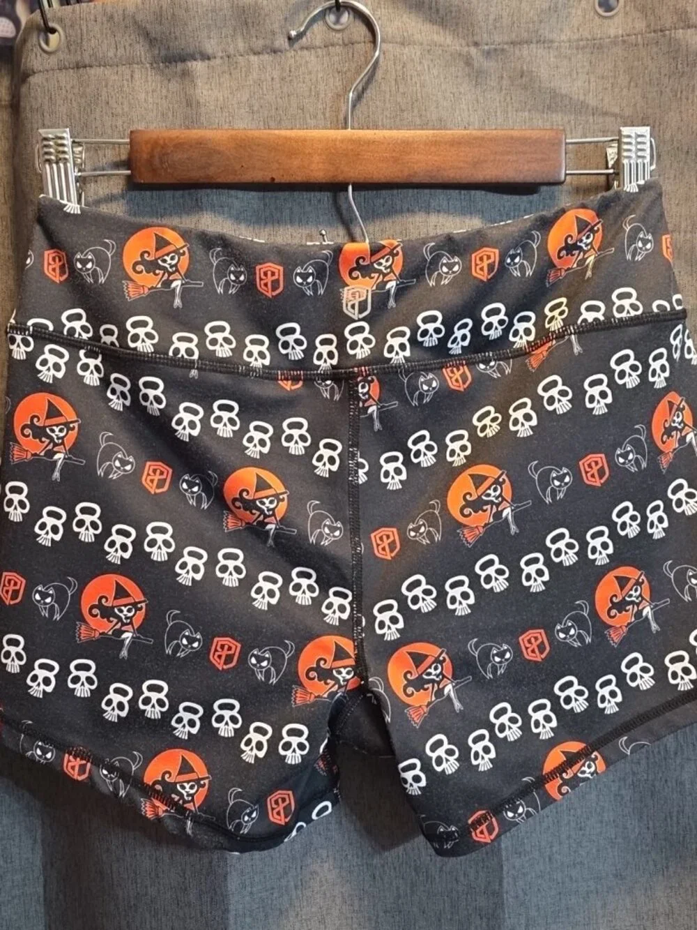 Born Primitive Witch and Skull Kettlebell Halloween Shorts